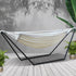 Hammock Bed with Steel Frame Stand Cotton Fabric Sleep Seat Outdoors Free Standing